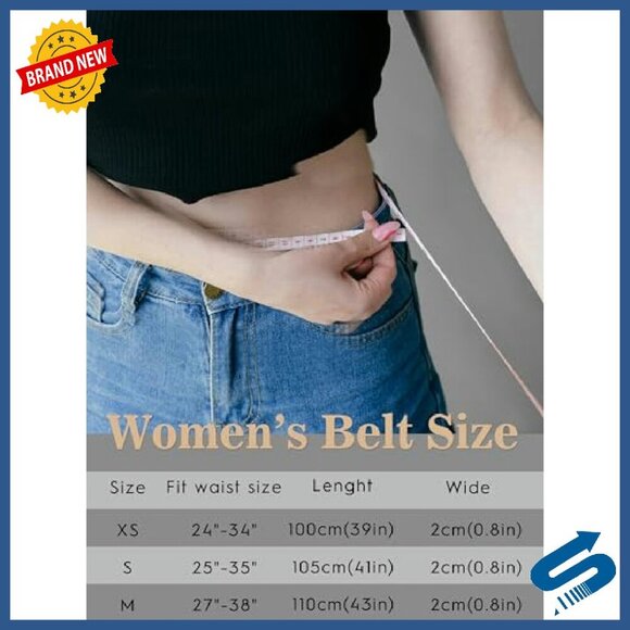 Skinny Genuine Leather Belt Gold Buckle Adjustable Thin Waistband main image 8